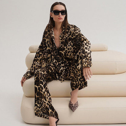 Dames Pyjama Set Panterprint Zacht Tweedelig