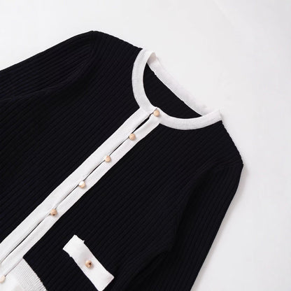 Dames Gebreid Vest Parijs Look met Volant en Knopen
