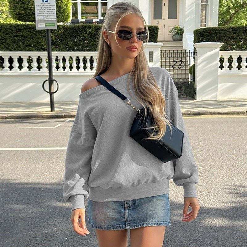 Dames Off-Shoulder Trui Casual Zacht Sweater