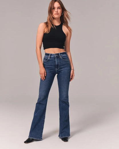 Hoge Taille Flared Jeans Comfortabel Katoen Elasthaan