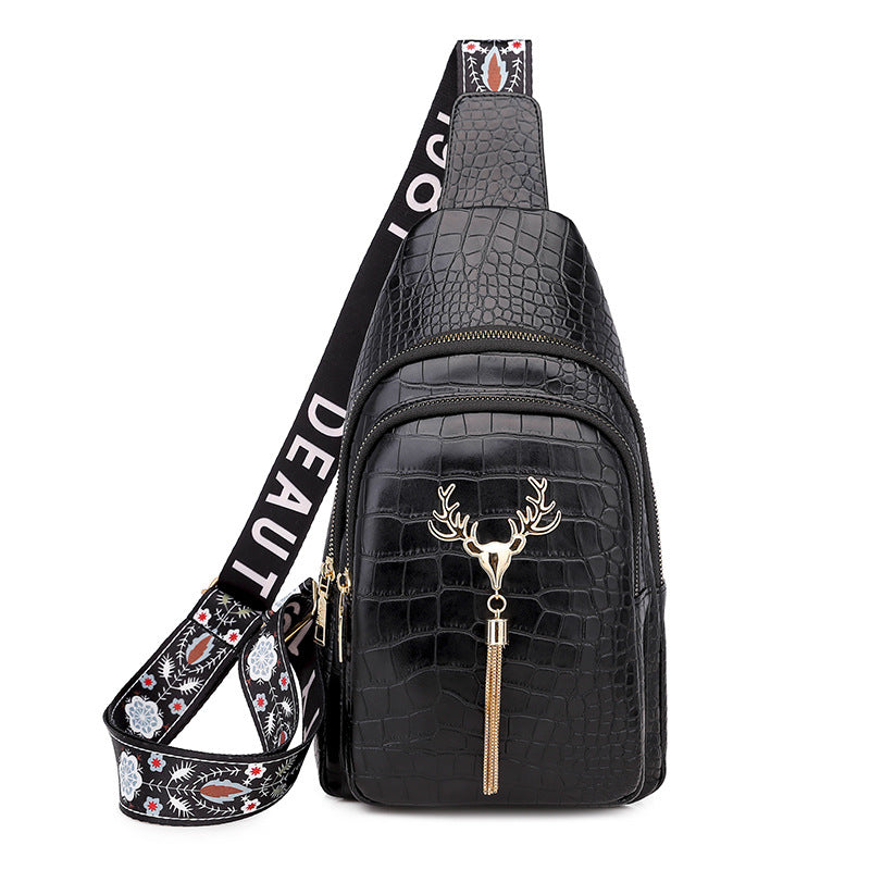 Dames Crossbody Tas met Hertenprint en Kwastjes