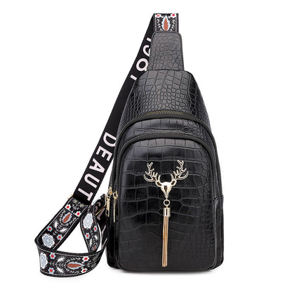 Dames Crossbody Tas met Hertenprint en Kwastjes