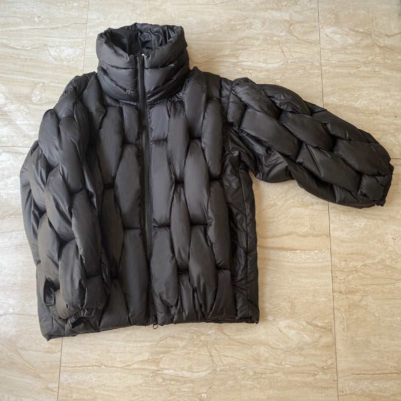 Dames Pufferjas Oversized Gevlochten Patroon Warm