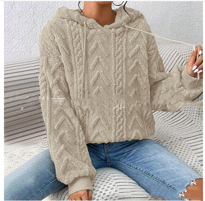 Dames Teddy Hoodie Geometrisch Patroon Zacht en Warm