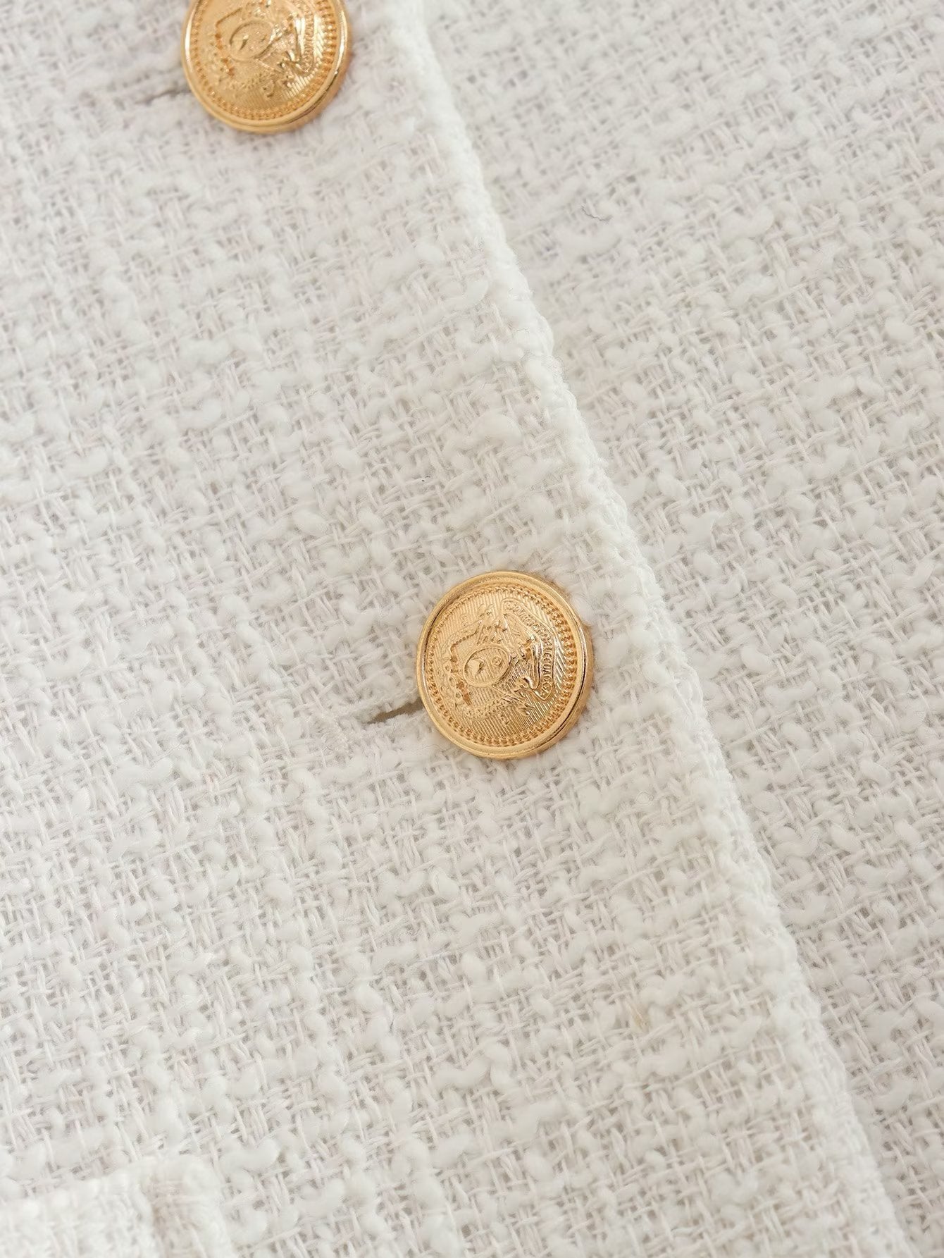 Dames Jas Bouclé Gouden Knopen Luxe Bessie
