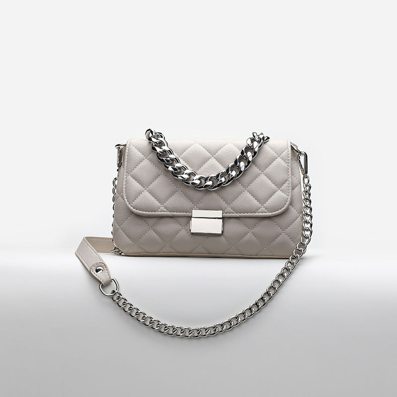 Dames Schoudertas Quilted Patroon Zilveren Ketting