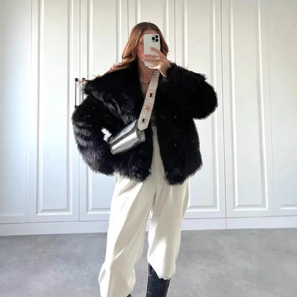 Dames Faux Fur Jas Kort Oversized Luxe Zacht