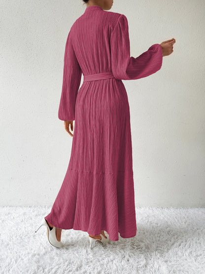 Vrouwelijke Jurk met Lange Mouwen en Taille Accent