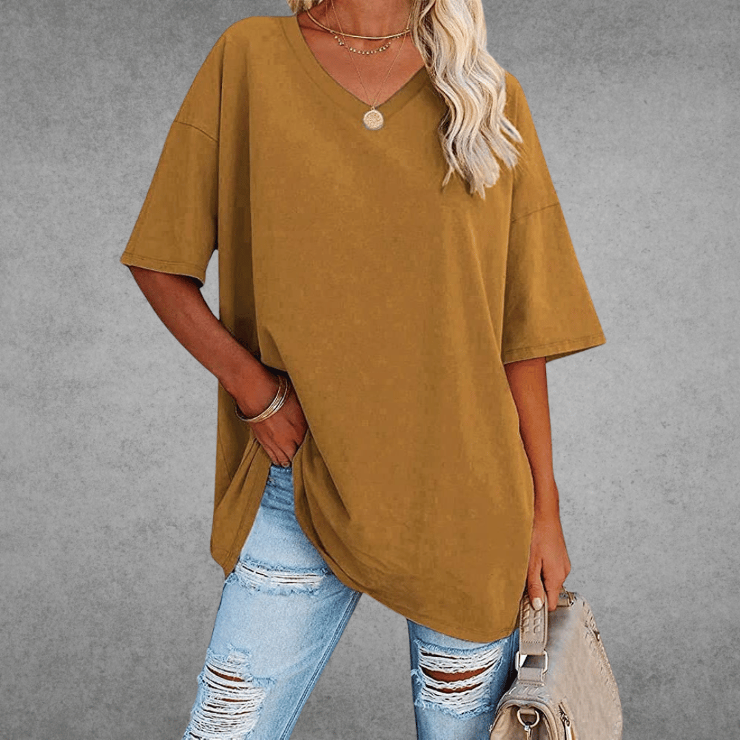 Variant image for T-Shirt Donna - Scollo a V Casual Maglietta-36