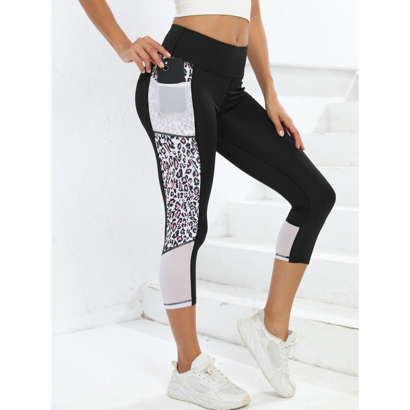 Yoga Legging Hoge Taille Dames Sportbroek met Luipaard Print en Zakken