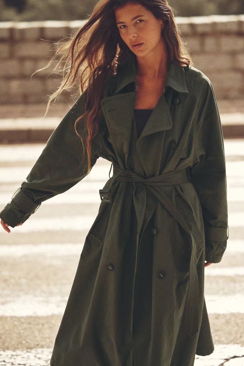 Dames Trenchcoat Lange Trendy Voorjaarsjas met Ceintuur