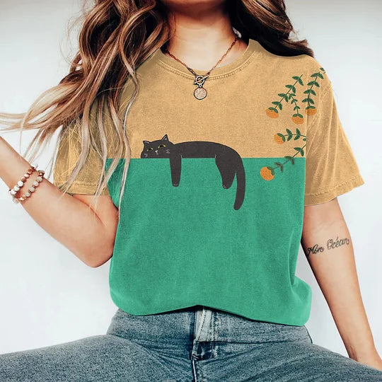 Variant image for Vespera T-Shirt Uomo – Cotone Morbido, Design a Due Toni con Gatto-25