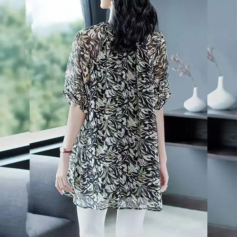 Grote Maat Chiffon Blouse voor de Lente en Zomer