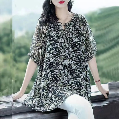 Grote Maat Chiffon Blouse voor de Lente en Zomer
