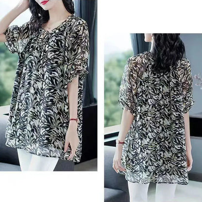 Grote Maat Chiffon Blouse voor de Lente en Zomer