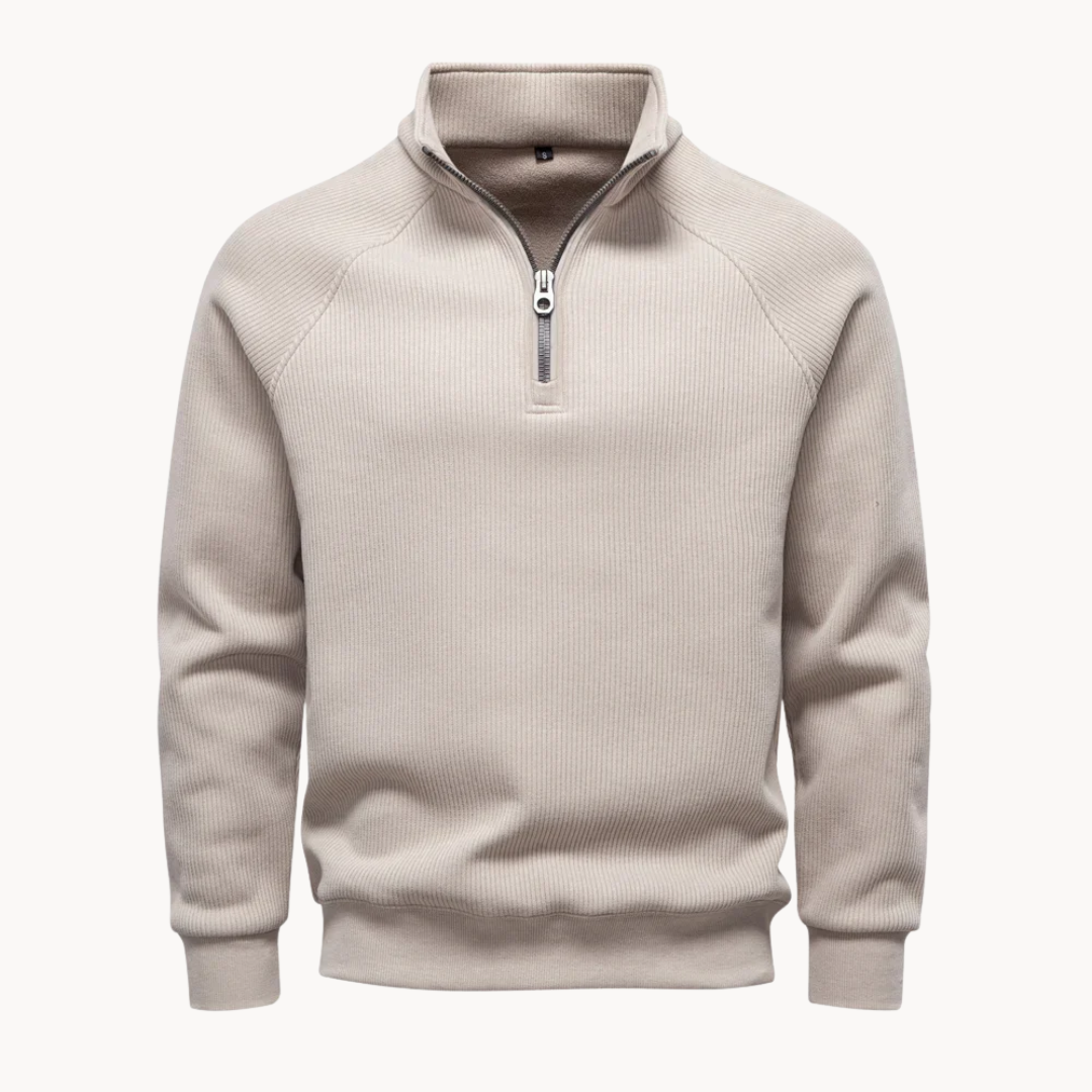 Heren Quarter-Zip Trui van Katoenmix