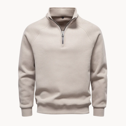 Heren Quarter-Zip Trui van Katoenmix