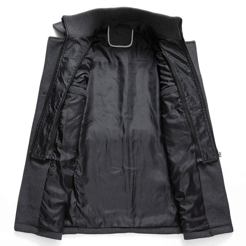 Heren Winterjas Warme Wolmix Mantel met Rits en Knopen