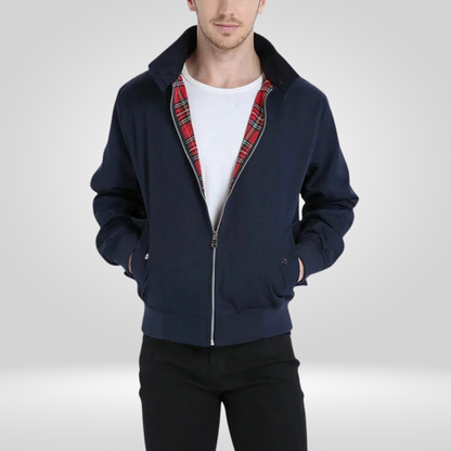 Heren Jas Retro Model met Tartan Voering en Ritssluiting - Mode Vibes