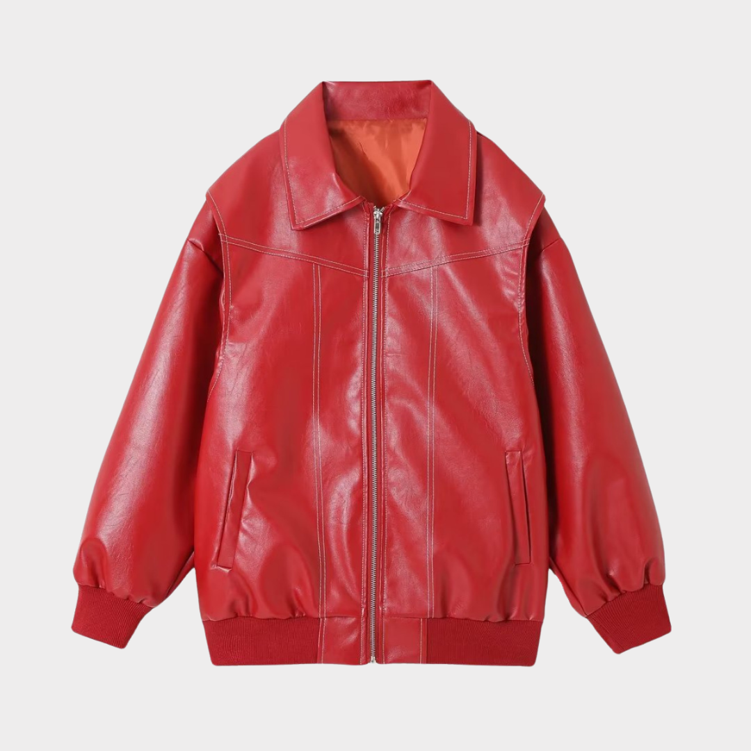 Oversized Bomberjack Met Contrasterende Stiksels en Kap