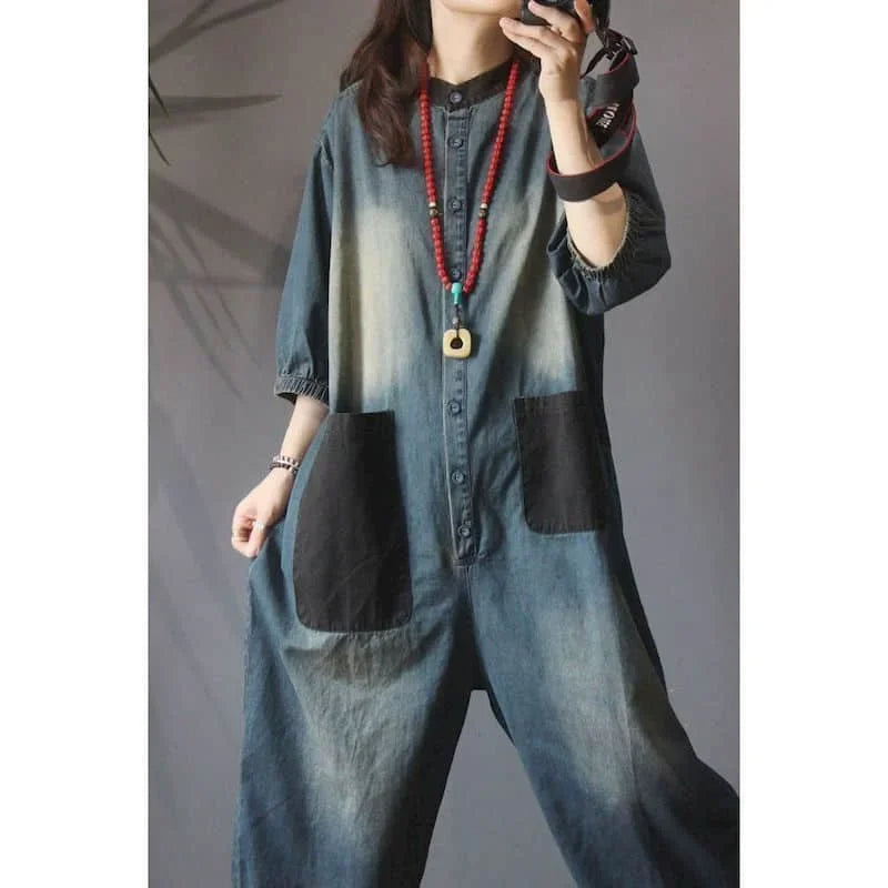 Plus Size Jumpsuit Jeans Stijlvol voor Vrouwen