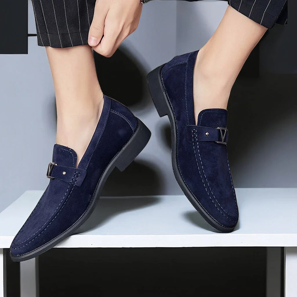 Heren Loafer Slip-On Schoen Leder Zwart Elegant