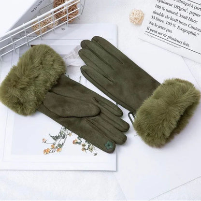Suède Handschoenen met Nepbont Velvet Stijl
