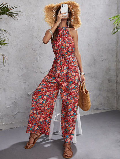 Halter Jumpsuit Gebloemd Zomerjurk Vrouw - Mode Vibes
