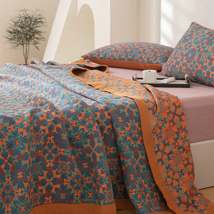 Kleurrijke Quilt Zeslaags Katoen Oranje Blauw Patroon