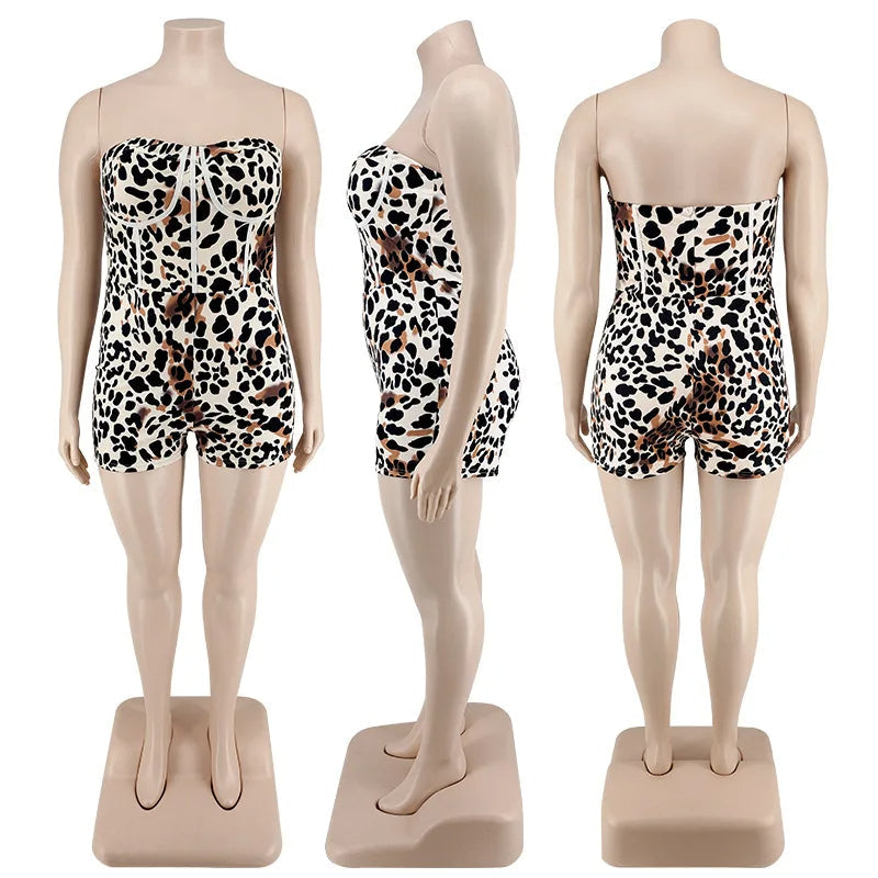 Plus Size Jumpsuit Zonder Bandjes Seksy Korte Broek