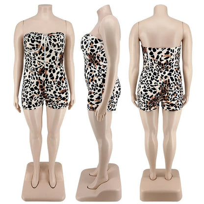 Plus Size Jumpsuit Zonder Bandjes Seksy Korte Broek