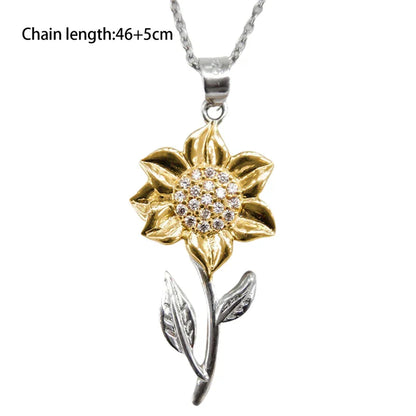 Zilveren Ketting met Gouden Zonnebloem Hanger
