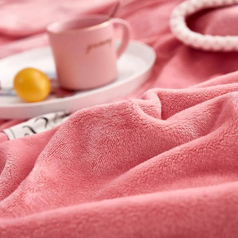 Zachte Fleece Deken Roze Warm voor Bank en Bed