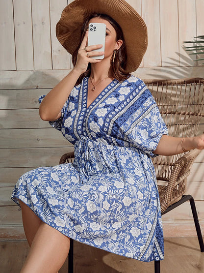 Plus-Size Bloem Jurk Stijlvol Grootmaten