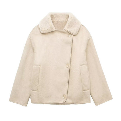 Dames Pilotenjas Oversized met Teddy Voering en Knopen