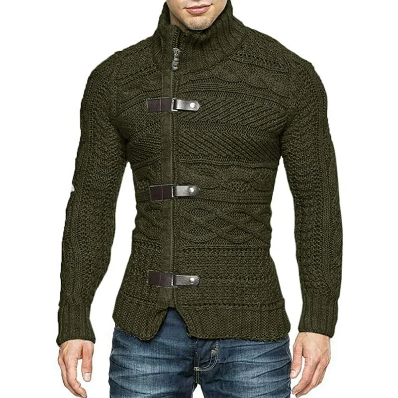 Gebreid Vest met Leren Details Urban Stijl - Mode Vibes