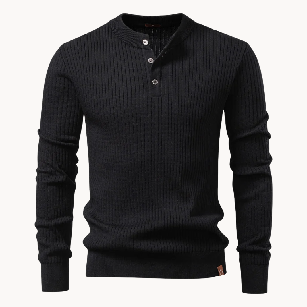 Stanton Ribgebreide Henley – Verfijnd & Comfortabel
