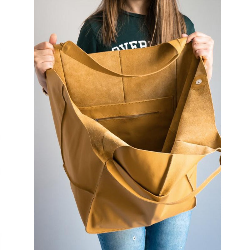 Dames Grote Faux Leren Schoudertas Vintage Stijl