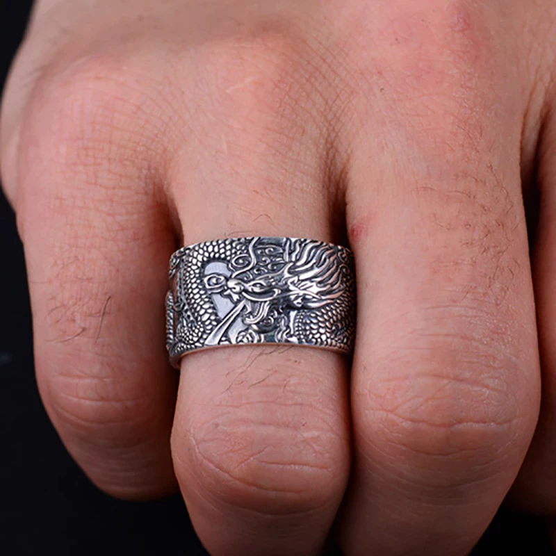 Zilveren Ring met Draak Motief Uniek en Stijlvol