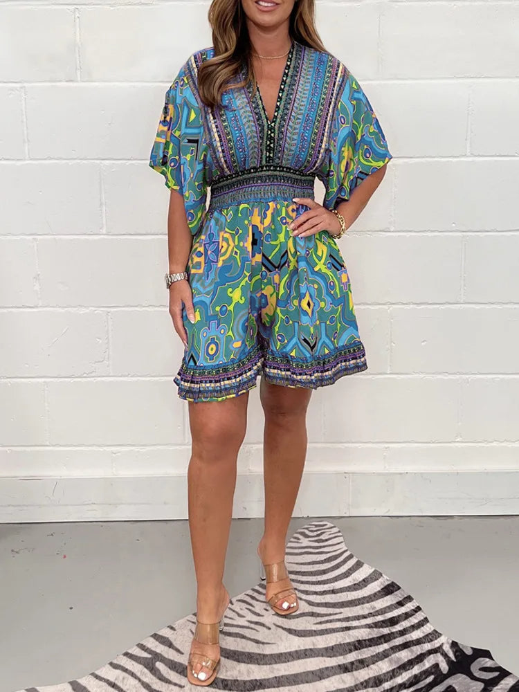 Plus Size Playsuit Vintage Stijl Mode Jurk