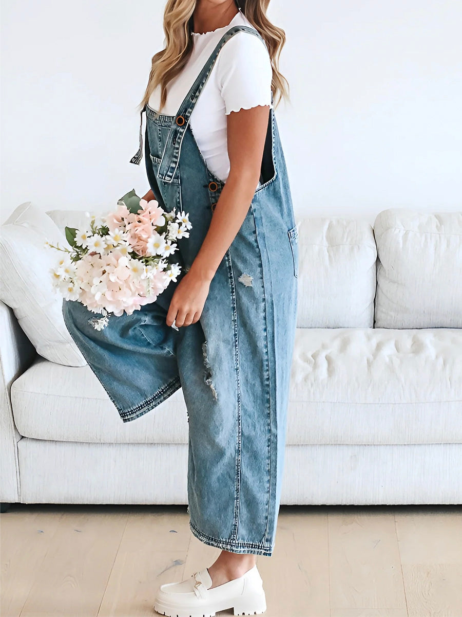 Dames Denim Tuinbroek Losse Zomerbroek
