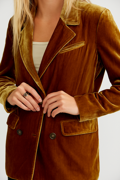 Velours Blazer Comfortabel Zacht Gevoerd