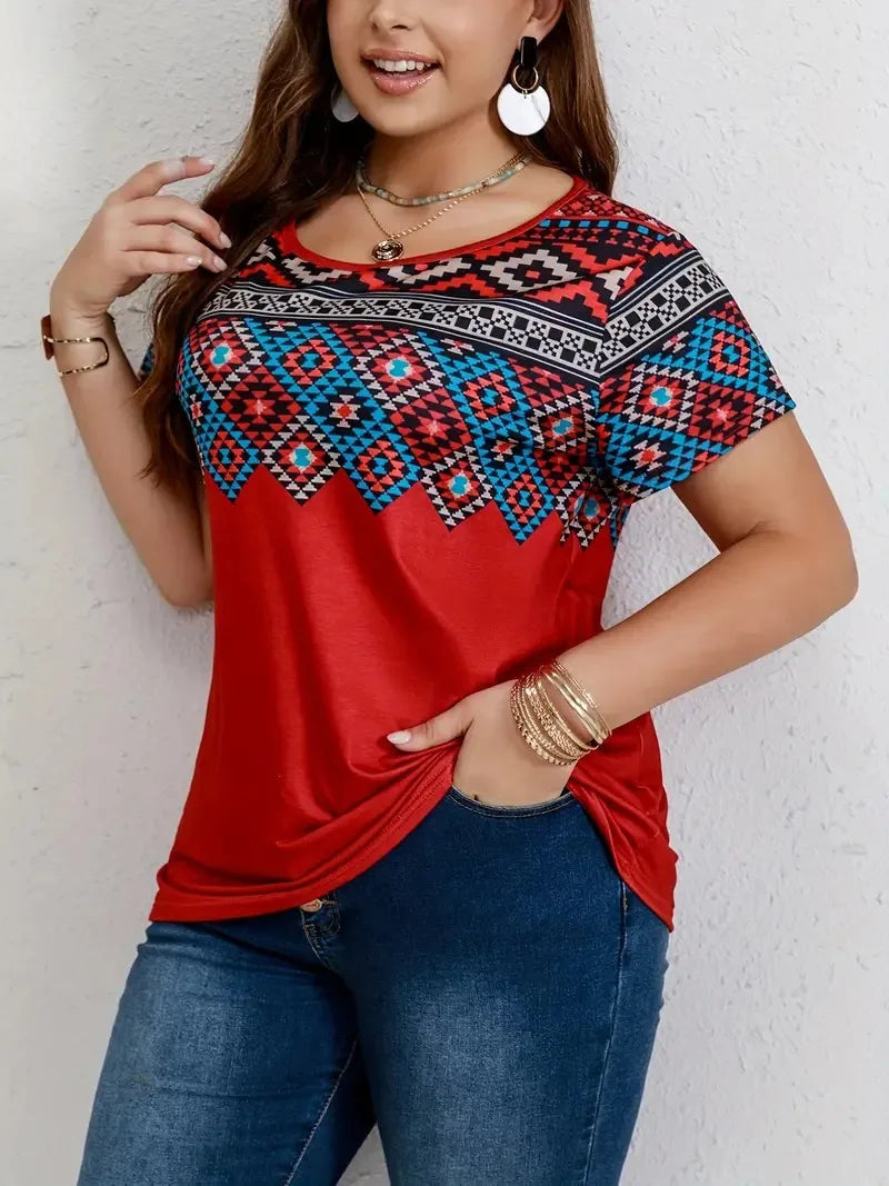 Plus-Size T-Shirt Vrouw Casual Katoen