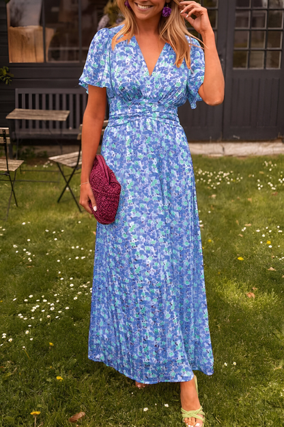 Vrouwelijke Maxijurk met V-hals Elegante Zomerjurk