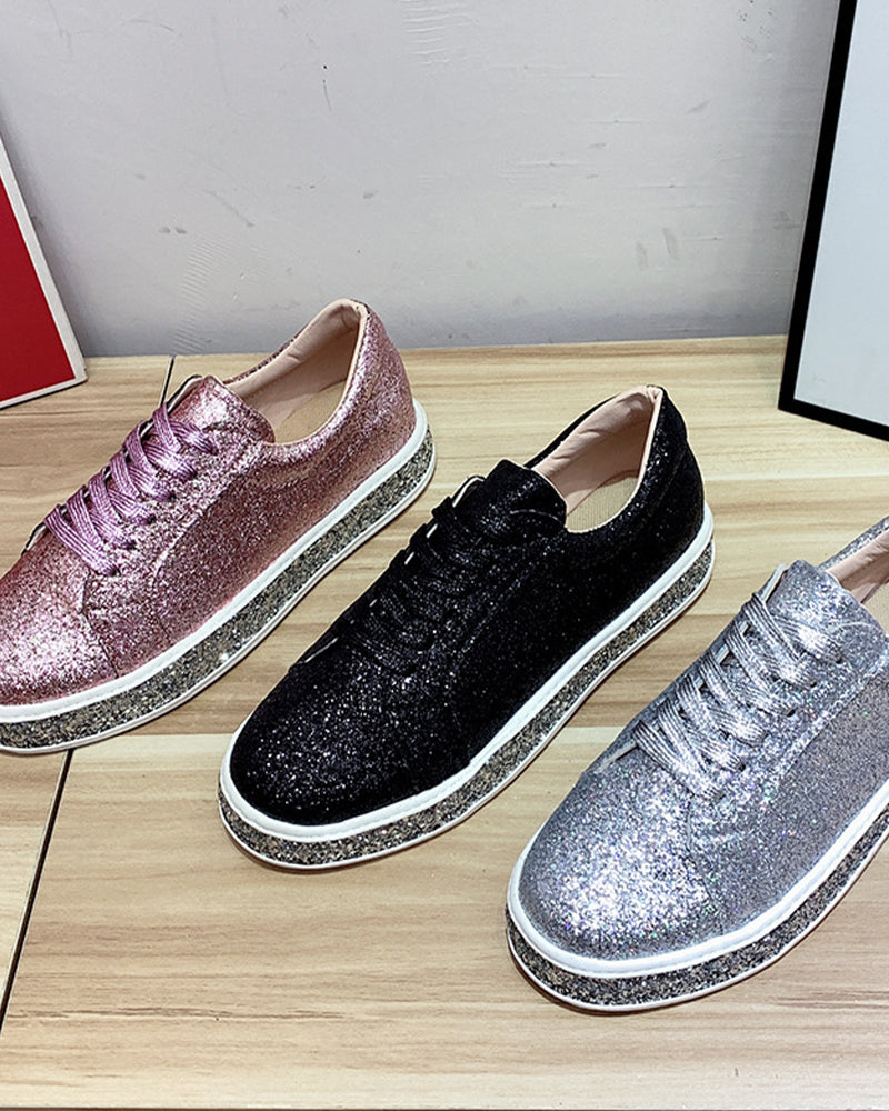 Glitter Dames Sneakers Plateau Sienna Stijlvol