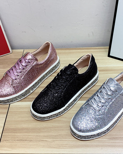 Glitter Dames Sneakers Plateau Sienna Stijlvol