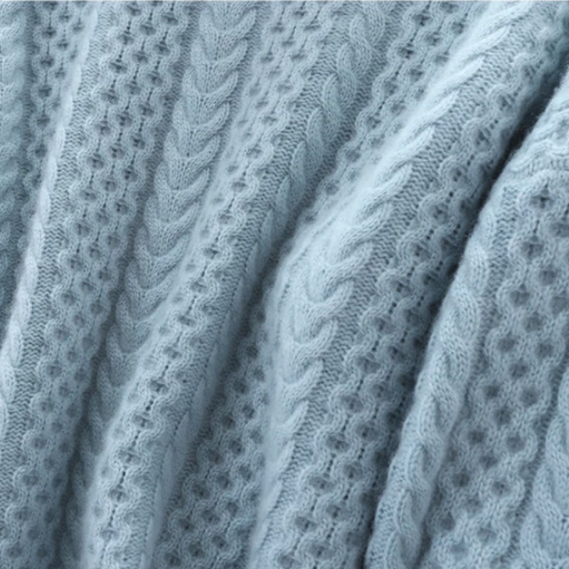 Kasjmier Trui Geruit Patroon Celeste Blauw