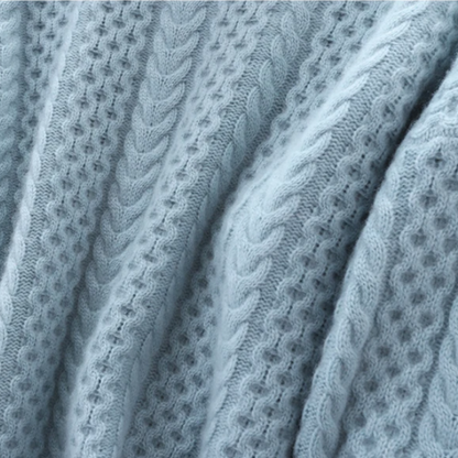 Kasjmier Trui Geruit Patroon Celeste Blauw