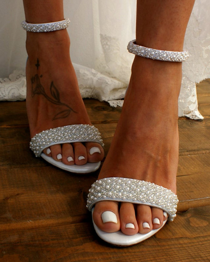 Bruidssandalen Elegante Hak met Strass