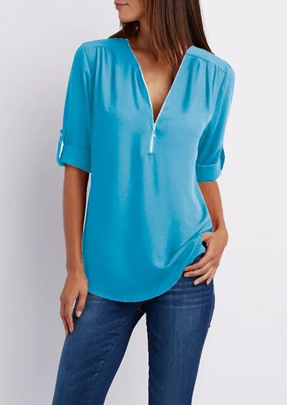 Kassidy Blusa Elegante Donna – Cerniera, Poliestere e Spandex-3